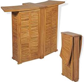 Emmtore Teak Massiv Bartisch Klappbar Stehtisch