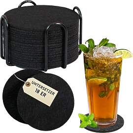 Emmy Home Untersetzer Gläser 18er Set Schwarz mit 