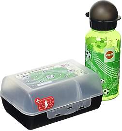Emsa Kids Set mit Fußball-Motiv, Trinkflasche +