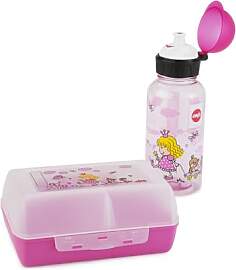 Emsa Kids Set mit Prinzessin-Motiv, Trinkflasche + 
