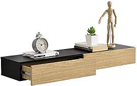 [en.casa] 2er Set Wandregal mit Schublade