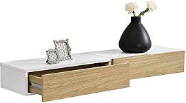 [en.casa] 2er Set Wandregal mit Schublade
