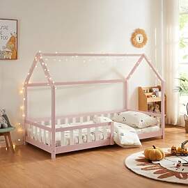 [en.casa] Kinderbett Hesel Hausbett Rosa 90 x 200