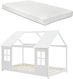 [en.casa] Kinderbett Tostedt mit Matratze Hausbett 