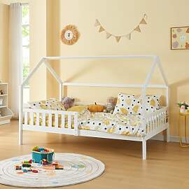 [en.casa] Kinderbett Ydre Hausbett Weiß 120 x 200 