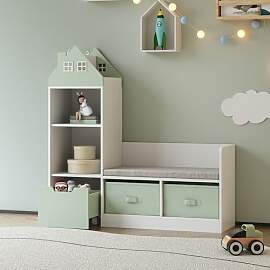 [en.casa] Kindersitzbank mit Regal Vipsali