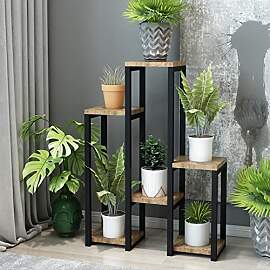 [en.casa] Pflanzregal Rosenholm Standregal mit 6