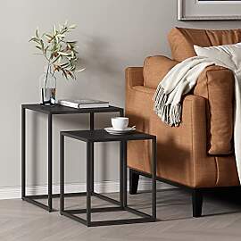 [en.casa] Satztisch Vejen 2er Set Couchtisch Stahl 