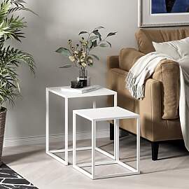 [en.casa] Satztisch Vejen 2er Set Couchtisch Stahl 
