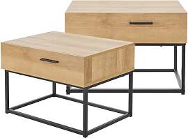 [en.casa] Set mit 2 Nachttischen mit Schublade,