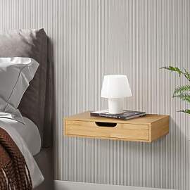 [en.casa] Wandregal Bokn mit Schublade Bambus