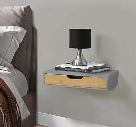 [en.casa] Wandregal Bokn mit Schublade Bambus