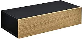 [en.casa] Wandregal mit Schublade Schwarz/Holz