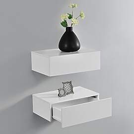 [en.casa] Wandregal Oslo mit Schublade 2er Set