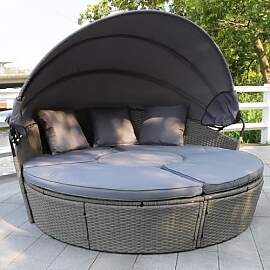 Enjoy Fit Poly Rattan Sonneninsel mit faltbarem