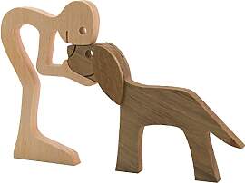 Enkrio Holz-Hundefiguren, handgeschnitzt, Holz,