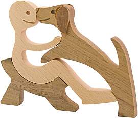 Enkrio Hundefiguren aus Holz, handgeschnitzt, für 