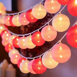 ENLACE Baumwollkugeln Lichterkette, 1,5M 10 LED