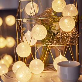 ENLACE Baumwollkugeln Lichterkette, 3M 20 LED