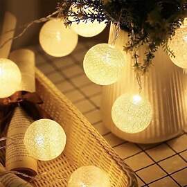 ENLACE LED Lichterkette Baumwollkugeln, 1,5M 10
