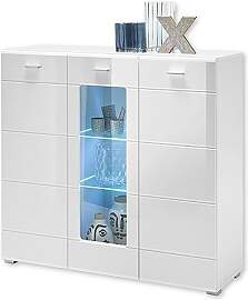 ENRIQUE Highboard mit LED-Beleuchtung, Weiß