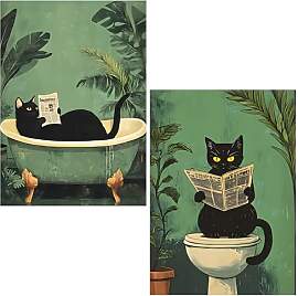 EOBROMD 2 Pack Diamond Painting Schwarze Katze, 5D 