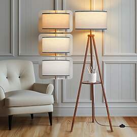 EOEYYOYB Stehlampe Holz mit Regal, 3