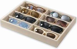 EONGOA Sonnenbrillen-Organizer, Beige, Samt,