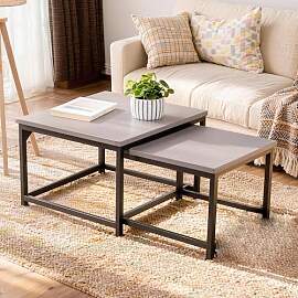 Erlium Ouchtisch Square, Satztisch 2er Set,