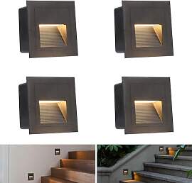 ERWEY 4x LED Treppenbeleuchtung 3000K 3W Warmweiß 