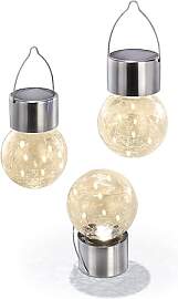 Esotec Solar Hängeleuchten Crackle Ball, 3er Set, 