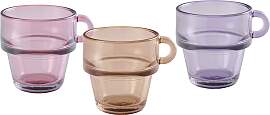 Espressogläserset Ria Lila/Pink/Braun, 3-teilig