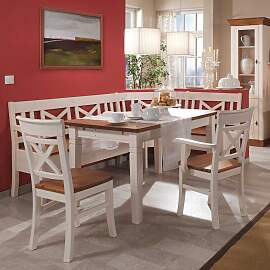 Essecke im Landhausstil Bernsteinfarben Weiß