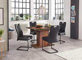 Essgruppe HELA, grau (oldwood, schwarz, schwarz,