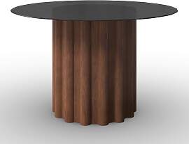 Esstisch Zelia Walnussfarben MDF/Kristallglas rund