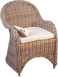 Esszimmersessel aus Rattan Grau