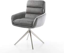 Esszimmerstuhl Abelia-Flex mit Armlehnen Samt Grau 