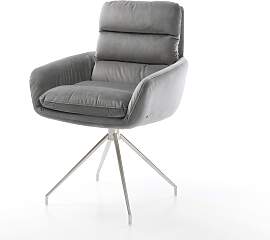 Esszimmerstuhl Abelia-Flex mit Armlehnen Samt Grau 