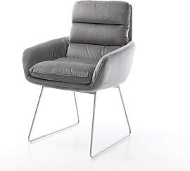 Esszimmerstuhl Abelia-Flex mit Armlehnen Samt Grau 