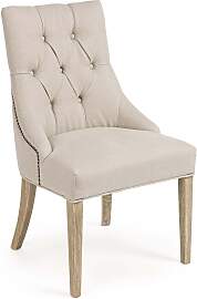 Esszimmerstuhl Cally, Leinenstoff und Kiefernholz, 