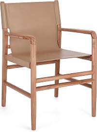 Esszimmerstuhl Caroline aus Teakholz und Leder,