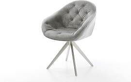 Esszimmerstuhl Gaio-Flex Samt Grau Kreuzgestell