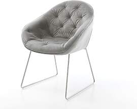 Esszimmerstuhl Gaio-Flex Samt Grau Kufengestell