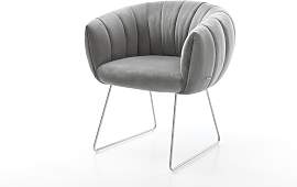 Esszimmerstuhl Jada-Flex Samt Grau Kufengestell