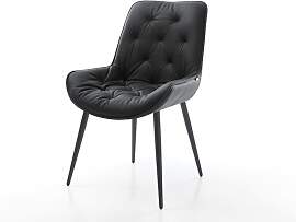 Esszimmerstuhl Taimi-Flex Echt-Leder Schwarz