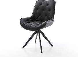 Esszimmerstuhl Taimi-Flex Echt-Leder Schwarz