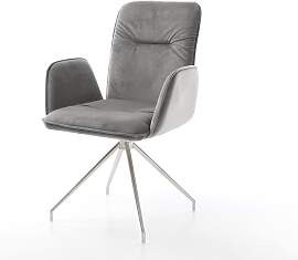 Esszimmerstuhl Vinja-Flex Samt Grau Kreuzgestell