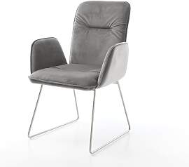Esszimmerstuhl Vinja-Flex Samt Grau Kufengestell