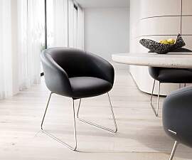 Esszimmerstuhl Vinka-Flex mit Armlehnen Echt-Leder 