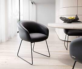 Esszimmerstuhl Vinka-Flex mit Armlehnen Echt-Leder 